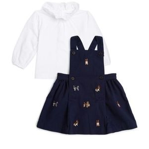 polo ralph lauren baby girl embedded dog skirt and shirt